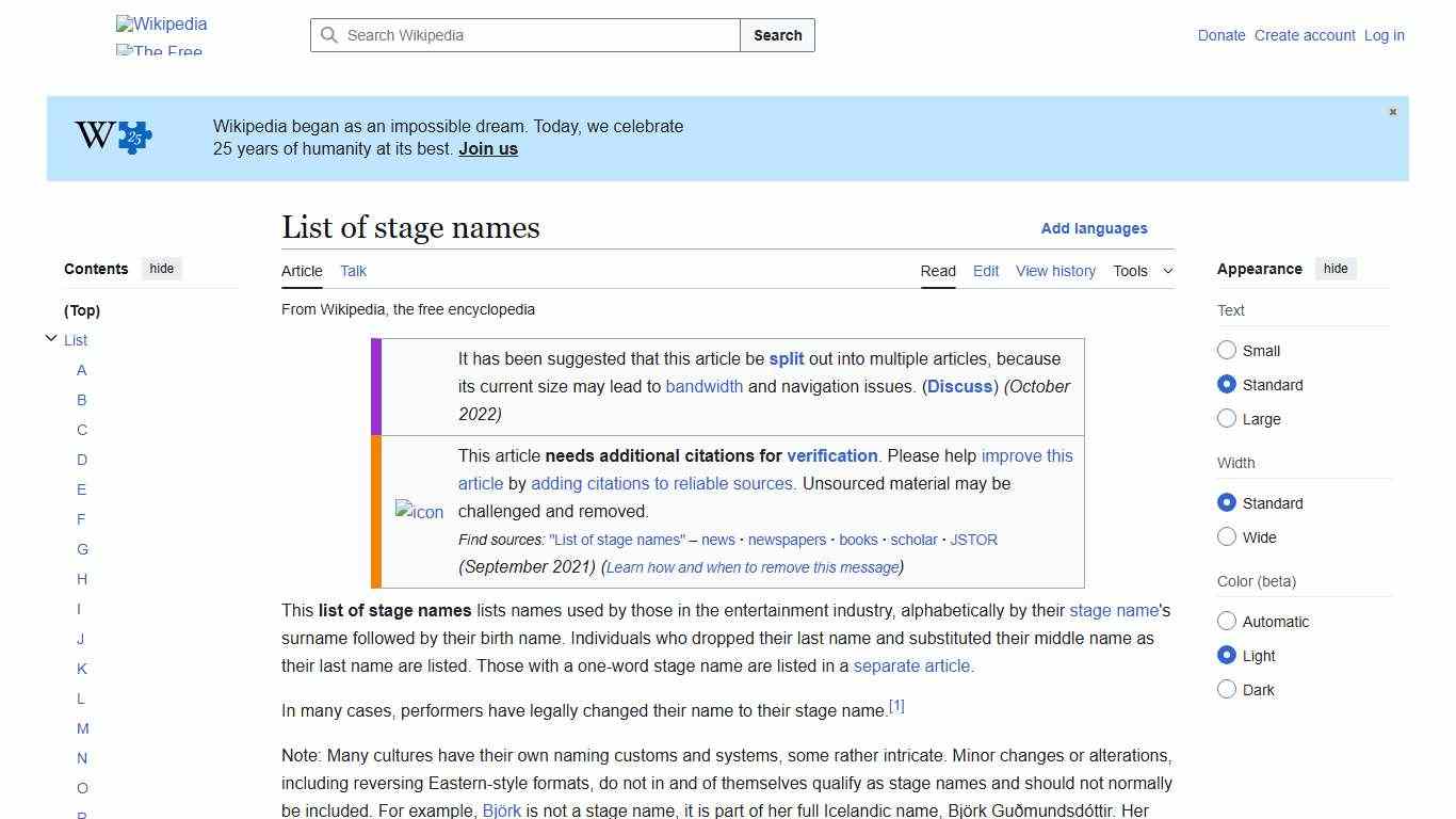 List of stage names - Wikipedia